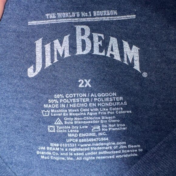 Jim Beam Genuine Whiskey Graphic T-Shirt Mens 2X Alcohol Drinks Kentucky Bourbon - Picture 4 of 6